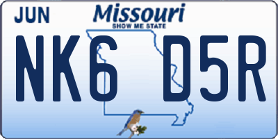 MO license plate NK6D5R