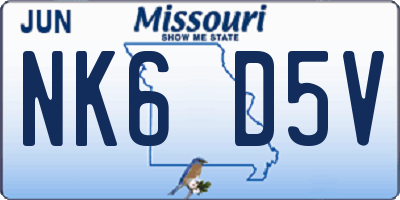 MO license plate NK6D5V