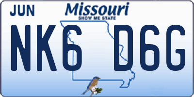MO license plate NK6D6G