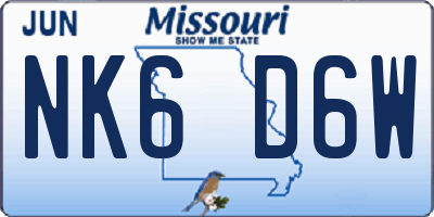 MO license plate NK6D6W