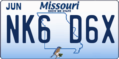 MO license plate NK6D6X