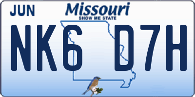 MO license plate NK6D7H