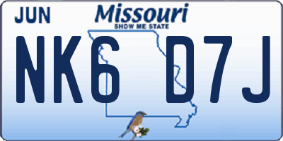 MO license plate NK6D7J