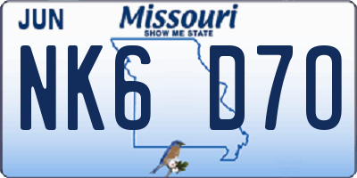 MO license plate NK6D7O
