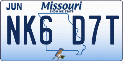 MO license plate NK6D7T