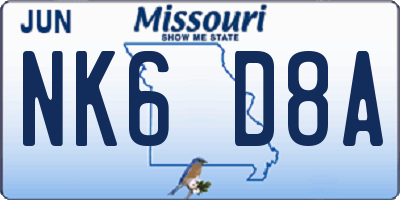 MO license plate NK6D8A