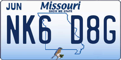 MO license plate NK6D8G