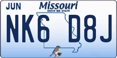 MO license plate NK6D8J