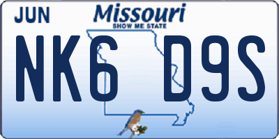 MO license plate NK6D9S