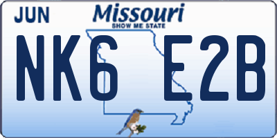 MO license plate NK6E2B