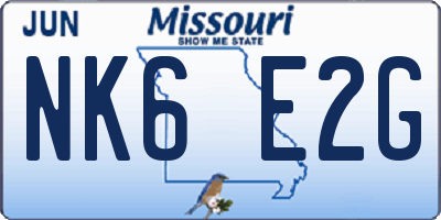 MO license plate NK6E2G