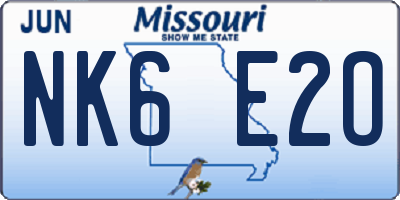 MO license plate NK6E2O