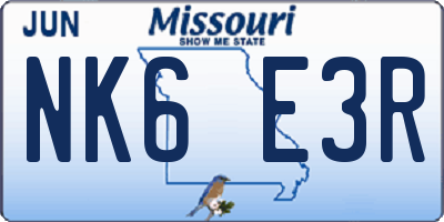 MO license plate NK6E3R