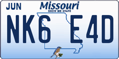 MO license plate NK6E4D