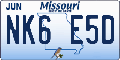 MO license plate NK6E5D
