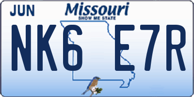 MO license plate NK6E7R