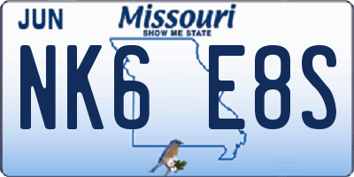 MO license plate NK6E8S