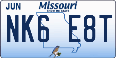 MO license plate NK6E8T