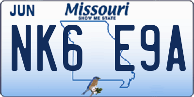 MO license plate NK6E9A
