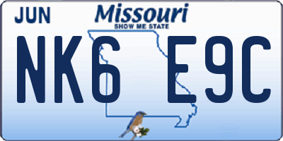 MO license plate NK6E9C