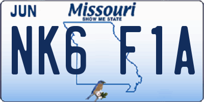 MO license plate NK6F1A