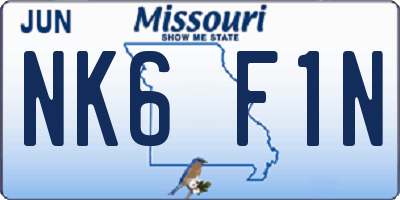 MO license plate NK6F1N