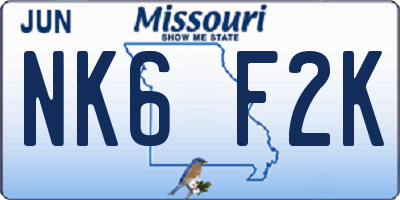 MO license plate NK6F2K