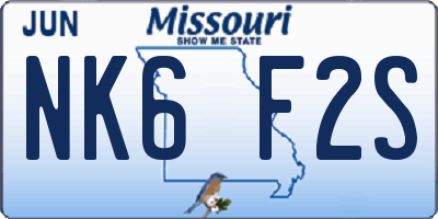 MO license plate NK6F2S