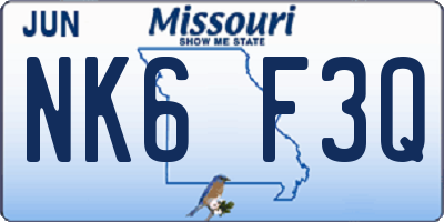 MO license plate NK6F3Q