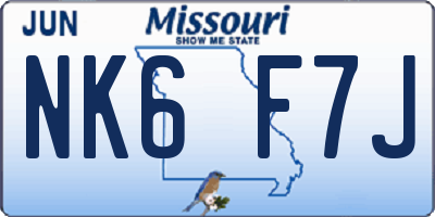 MO license plate NK6F7J