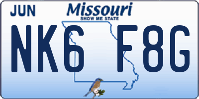 MO license plate NK6F8G
