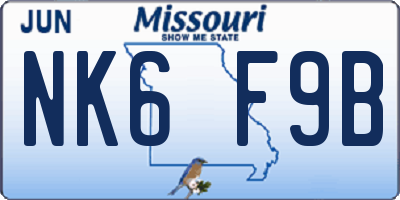 MO license plate NK6F9B