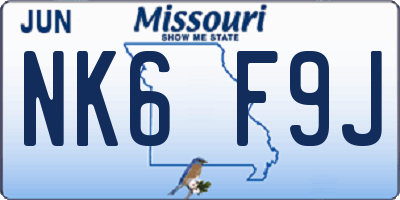 MO license plate NK6F9J
