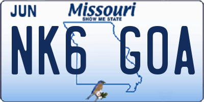 MO license plate NK6G0A
