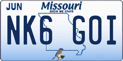 MO license plate NK6G0I