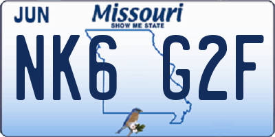 MO license plate NK6G2F