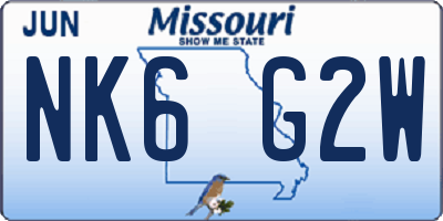 MO license plate NK6G2W