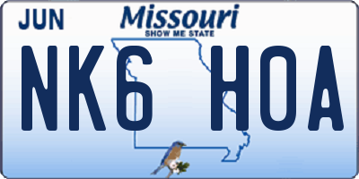 MO license plate NK6H0A