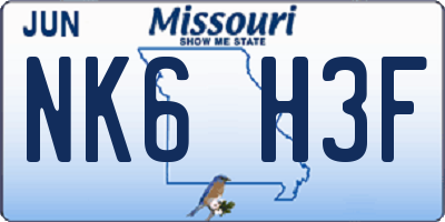 MO license plate NK6H3F