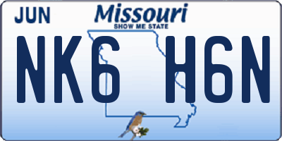 MO license plate NK6H6N