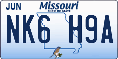 MO license plate NK6H9A