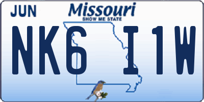 MO license plate NK6I1W