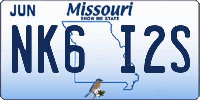 MO license plate NK6I2S