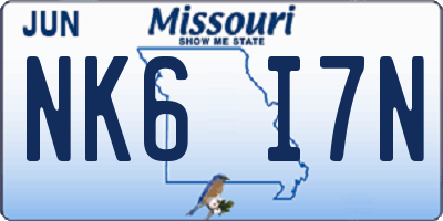 MO license plate NK6I7N