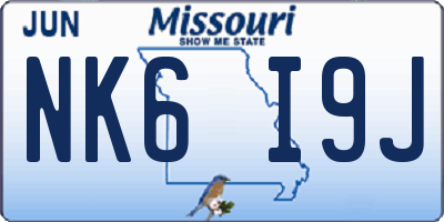 MO license plate NK6I9J