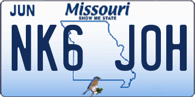 MO license plate NK6J0H