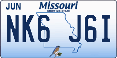 MO license plate NK6J6I