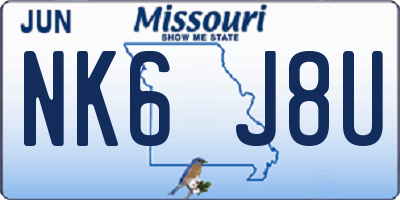 MO license plate NK6J8U