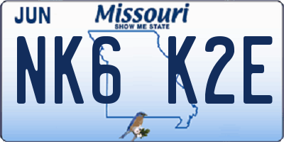 MO license plate NK6K2E
