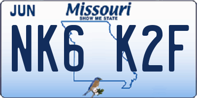 MO license plate NK6K2F